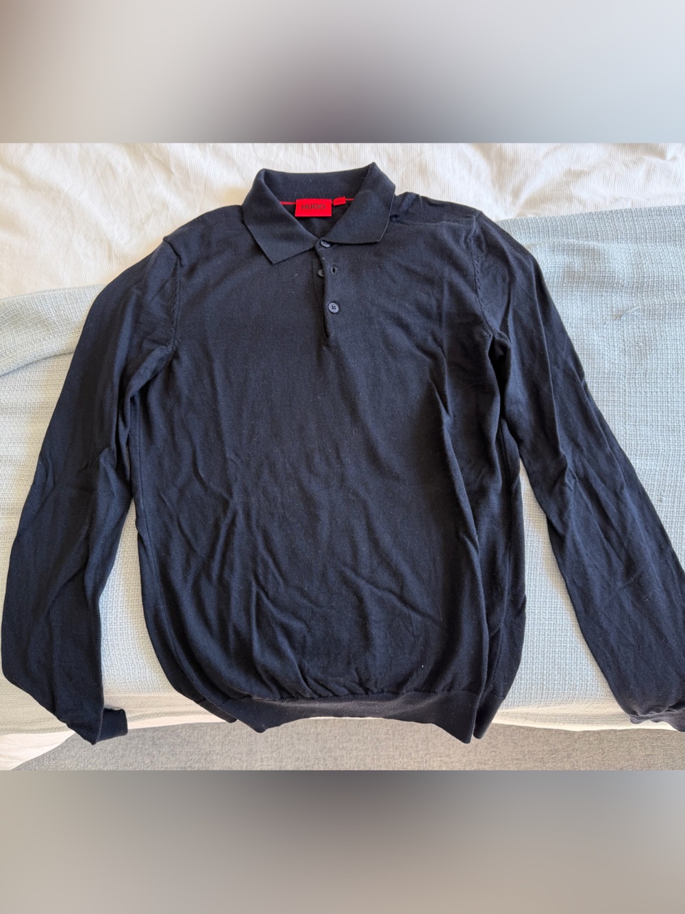 HUGO Navy Long-Sleeve Polo